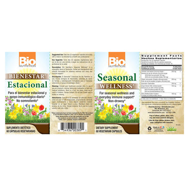 Bio Nutrition Seasonal Wellness Immune Vegetarian Capsules, 60 Ea