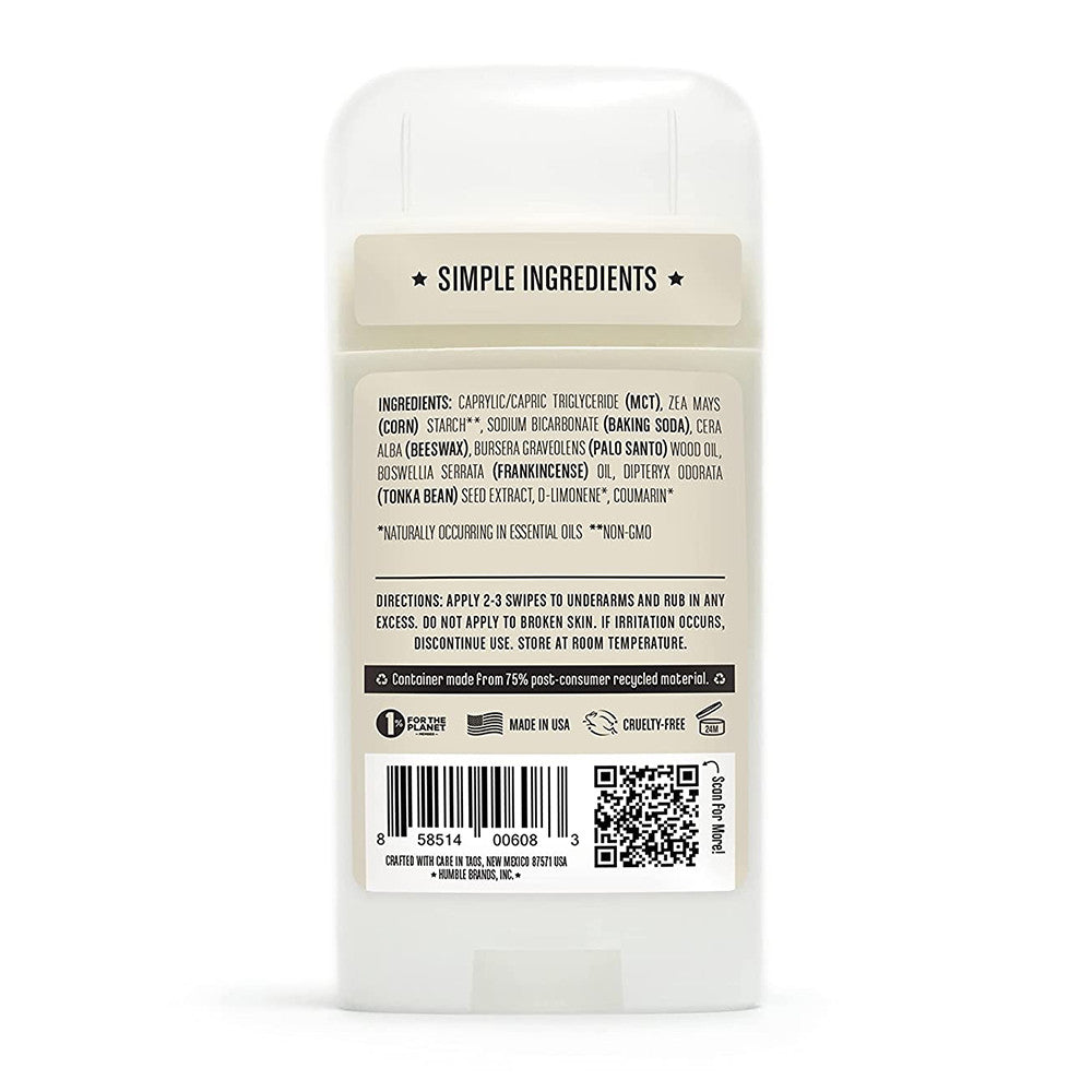 Humble Brands Natural Deodorant, Palo Santo and Frankincense, 2.5 Oz