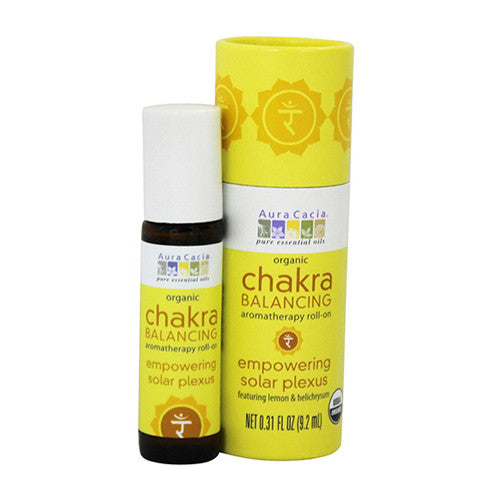 Aura Cacia Organic Chakra Balancing Aromatherapy Roll-On, Empowering Solar Plexus, 0.31 oz