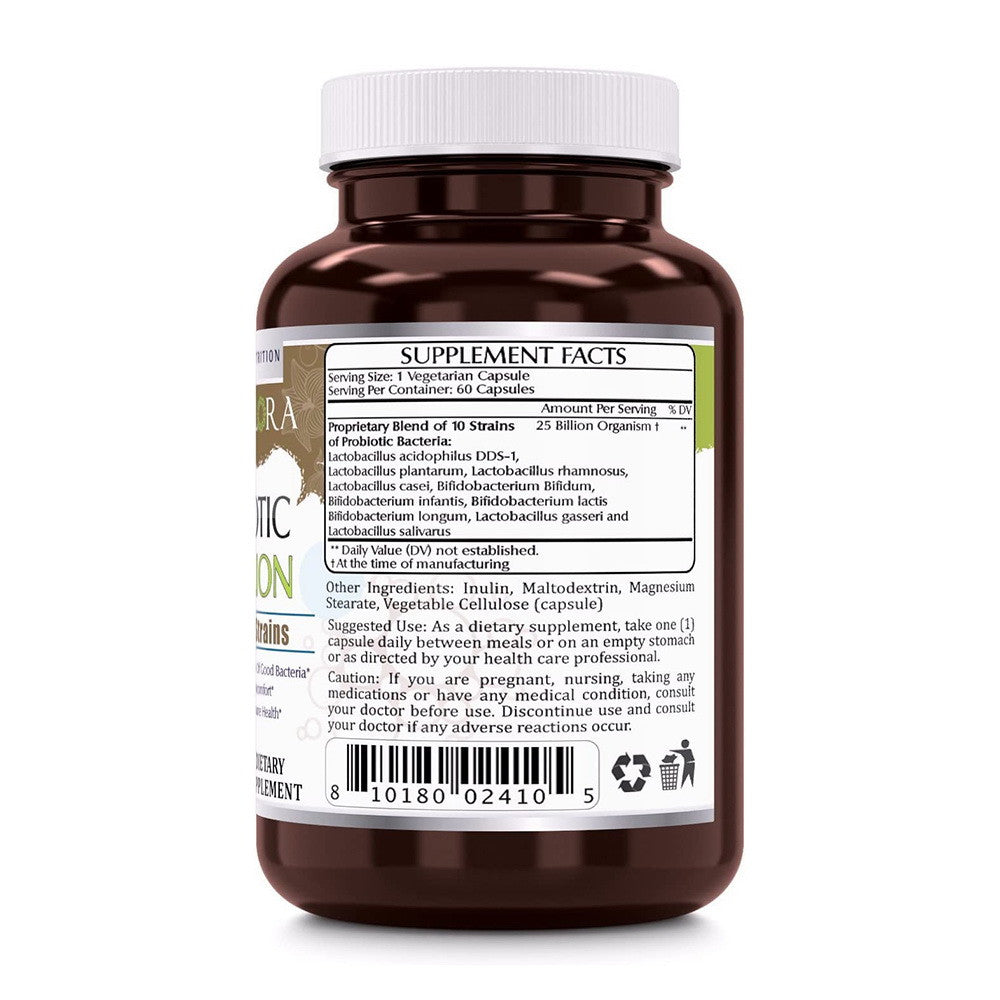 Amazing Flora Probiotic 25 Billion with 10 Best Probiotics Capsules - 120 Ea