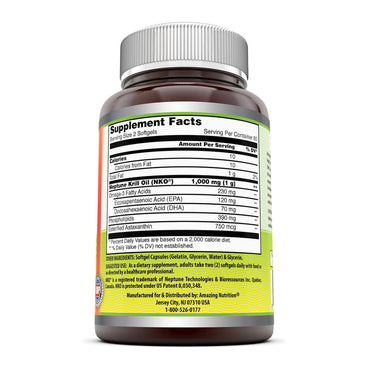 Amazing Omega Krill Oil with Omega 3s EPA DHA 1000mg per Serving, 120 Ct