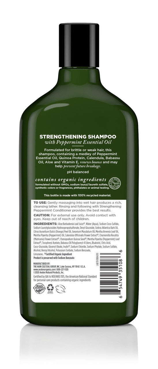 Avalon Organics Strengthening Hair Shampoo, Peppermint, 11 Oz