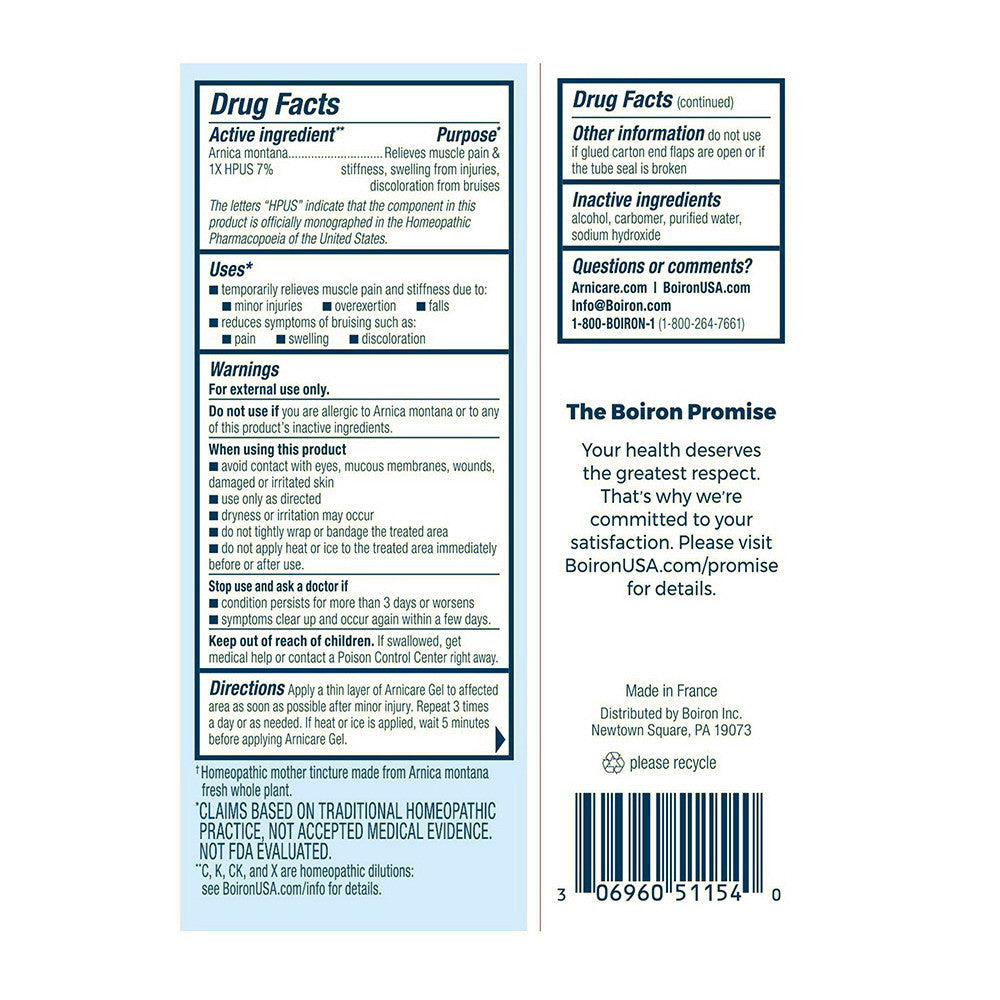 Boiron Arnicare Gel Pain Relief Homeopathic Medicine, 1.5 Oz