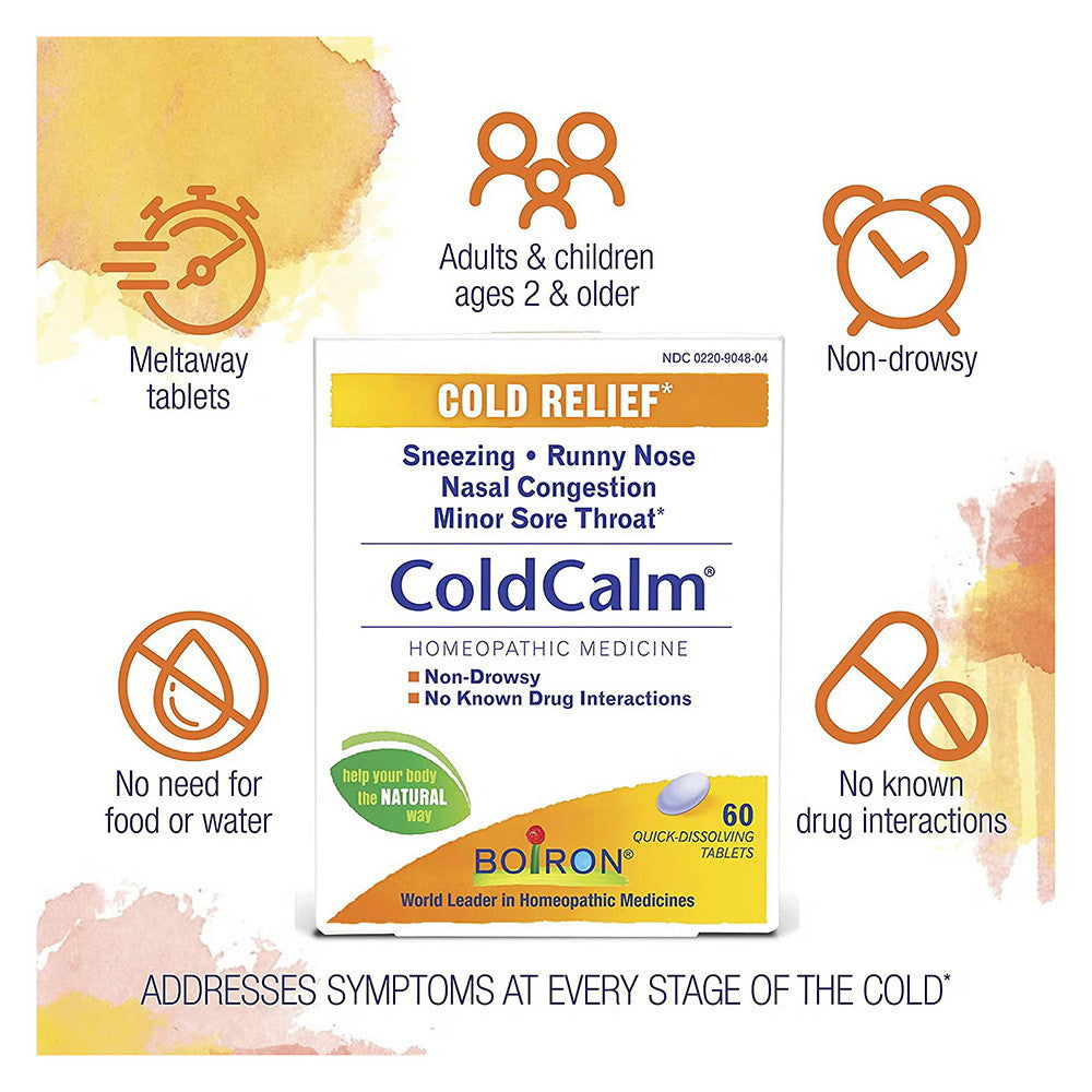 Boiron Coldcalm Cold Relief Homeopathic Tablets, 60 Ea