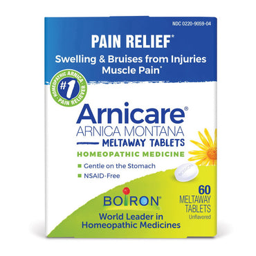 Boiron Arnicare Arnica Homeopathic Meltaway Tablets for Pain Relief, 60 Ea