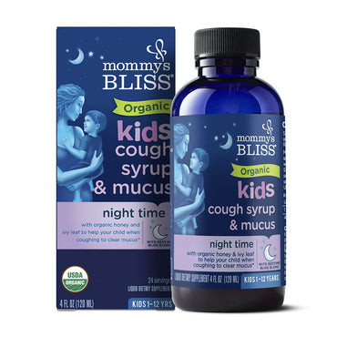 Mommys Bliss Organic Kids Cough Syrup And Mucus Relief For Night Time, 4 Oz