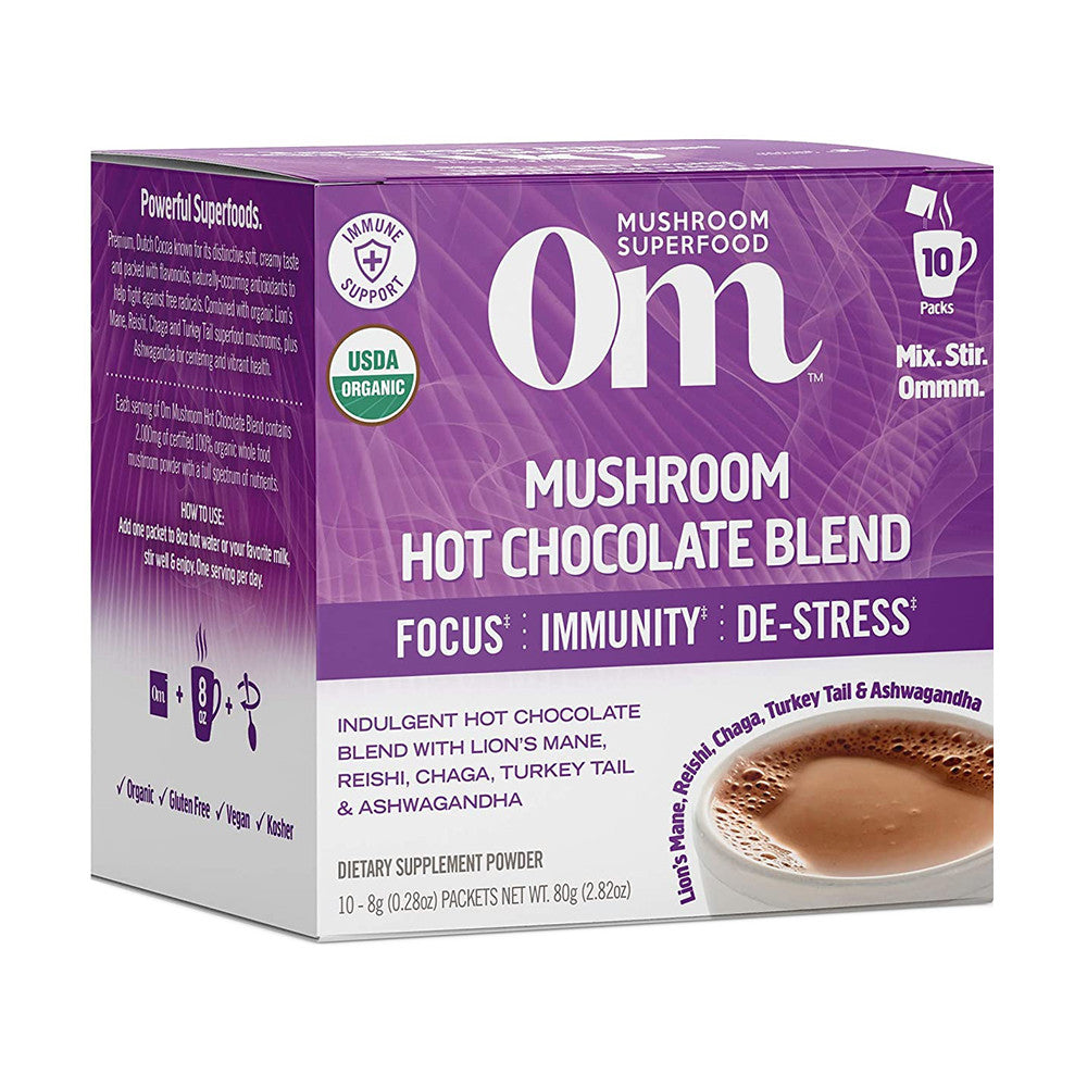 Om Organic Mushroom Superfood Powder, Hot Chocolate Blend, 2.82 Oz, 10 Ea