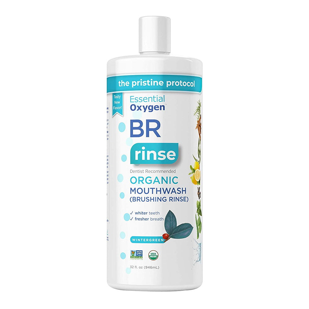 Essential Oxygen BR Organic Mouthwash Plus Brushing Rinse Wintergreen 16Oz (473ml)