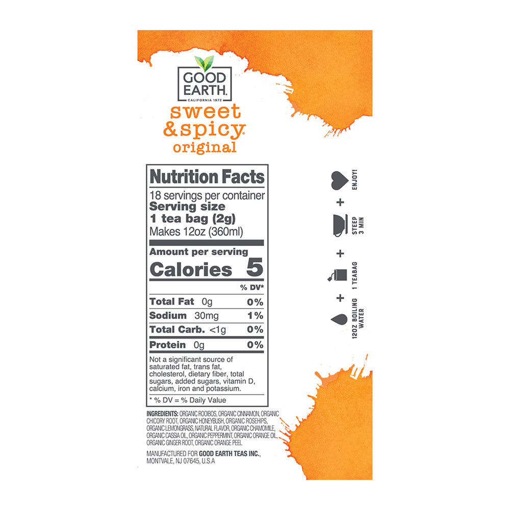 Good Earth Original Herbal Blend Tea Bags, Sweet And Spicy - 18 Bags