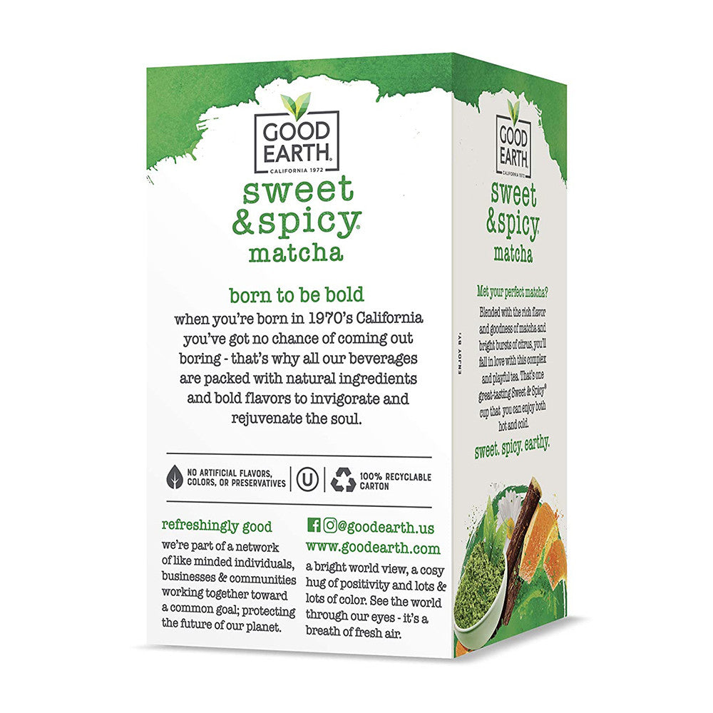 Good Earth Sweet & Spicy Matcha Maker Green Tea Bags, 18 Ea