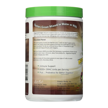 Greens World Delicious Greens 8000 Chocolate - 10.6 oz