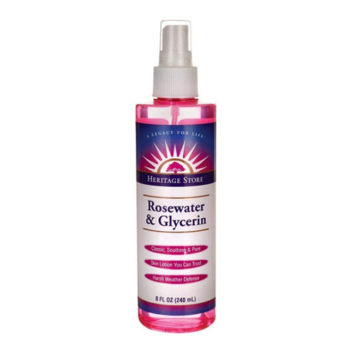 Heritage Store Rosewater and Glycerin Hydrating Facial Mist for Dewy Radiant Looking Skin 8Oz (237ml)