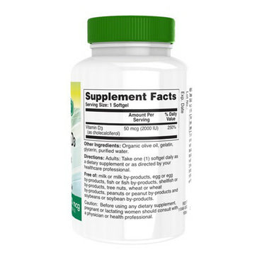 Health Thru Nutrition Vitamin D3 2 000iu Softgels, 100 Ea