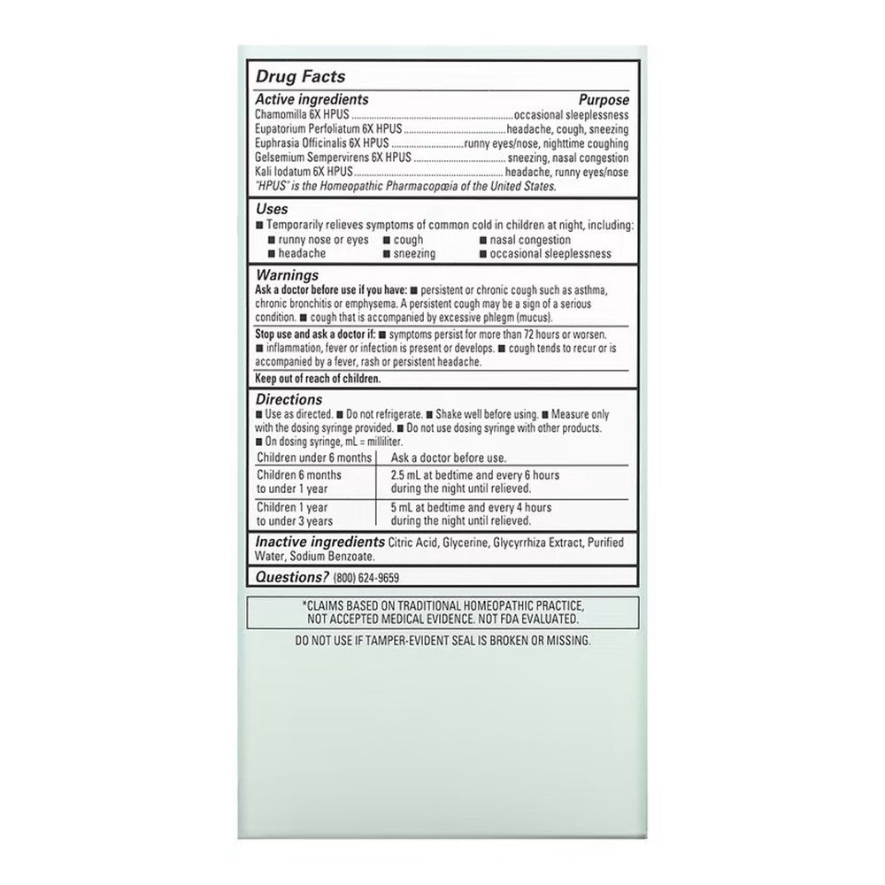 Hylands Homepathic Cold Syrup Nighttime Tiny Baby, 4 Oz