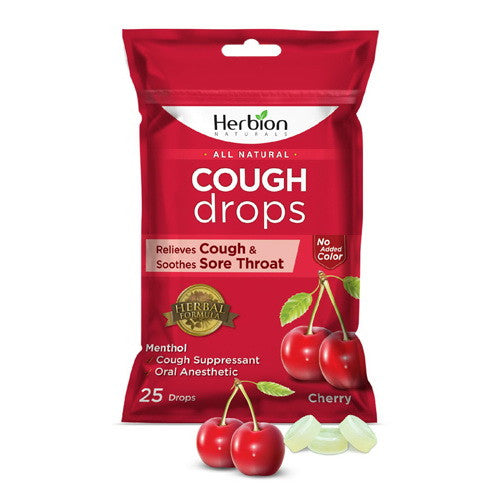 Herbion All Natural Cough Drops, Cherry, 25 Ea