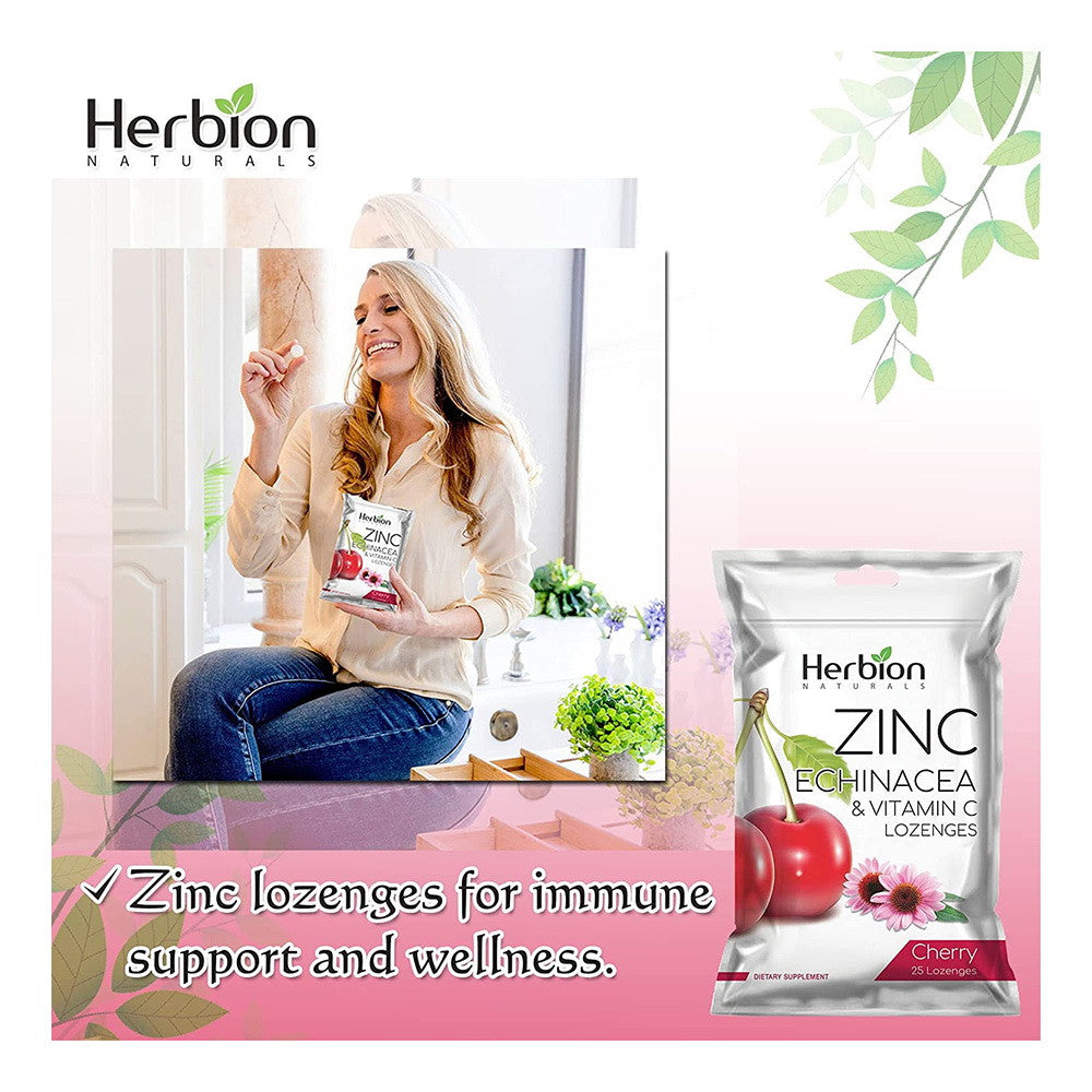 Herbion Naturals Zinc, Echinacea & Vitamin C Lozenges with Natural Cherry Flavor - 25 CT