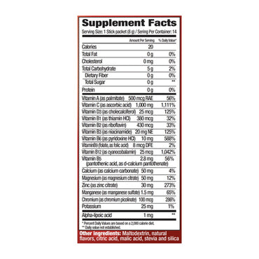 Resistance C Raspberry Flavored Vitamin C 1000mg Drink Mix Stick Packs, 14 Ea