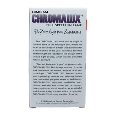 Chromalux Lumiram Full Spectrum A19 60Watt Frosted Lamp Natural Balanced Light, 1 Ea