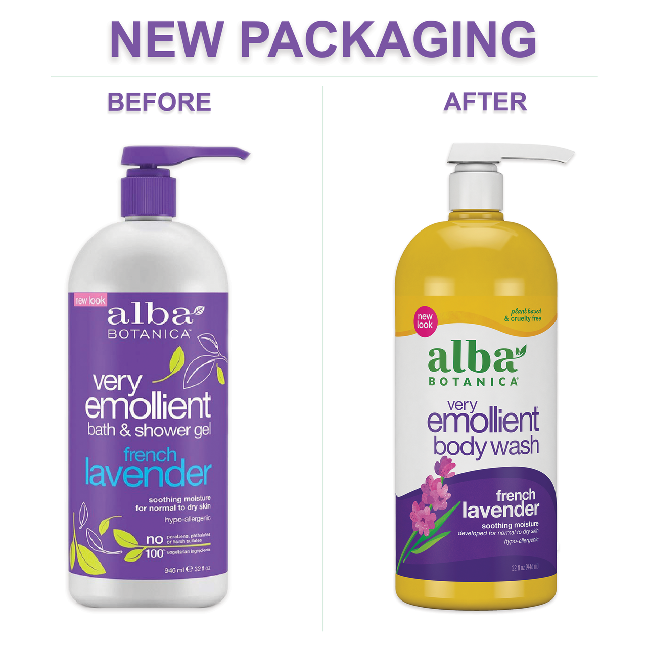Alba Botanica Very Emollient French Lavender Bath And Shower Gel, 32 Oz