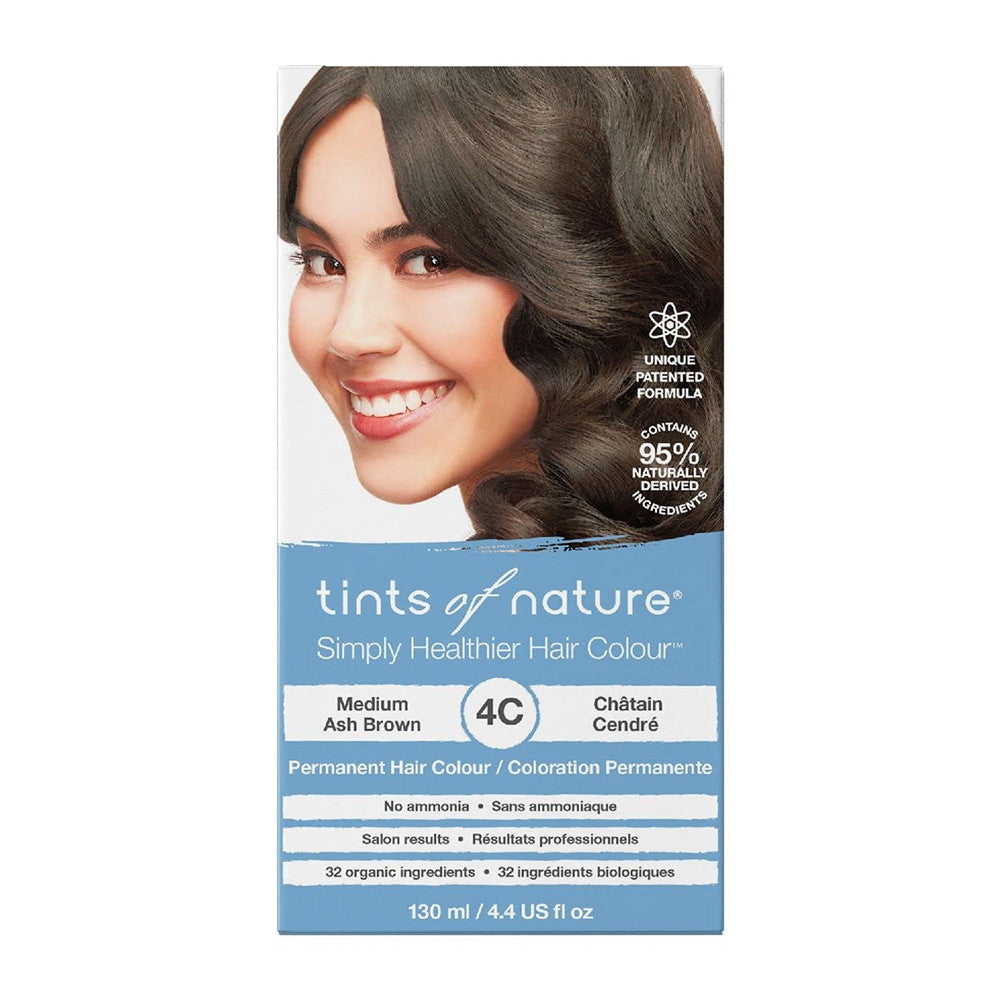 Tints of Nature Permanent Hair Dye, 4C Medium Ash Brown, 4.4 Oz