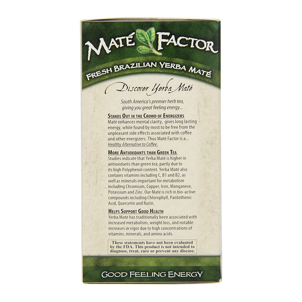 The Mate Factor Organic Green Tea Ginseng with Echinacea Tea, 20 Ea