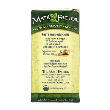 Mate Factor Olive Leaf Organic Yerba Mate, 20 Tea Bags, 2.47 Oz
