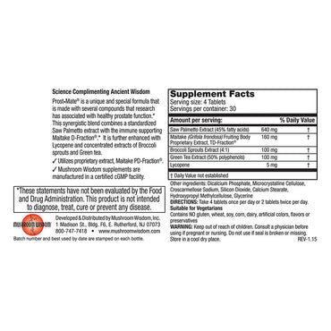 Mushroom Wisdom Prost-Mate with Maitake D Fraction Tablets, 120 Ea