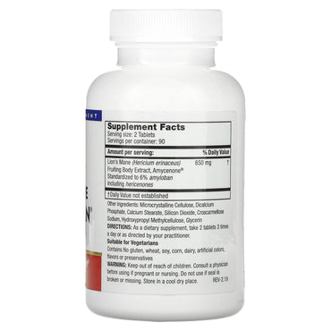 Mushroom Wisdom Lion's Mane Amyloban Tablets, 180 Ea