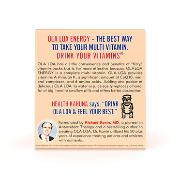 Ola Loa Energy Multivitamin Effervescent Drink Mix Packets, Orange, 30 Ea