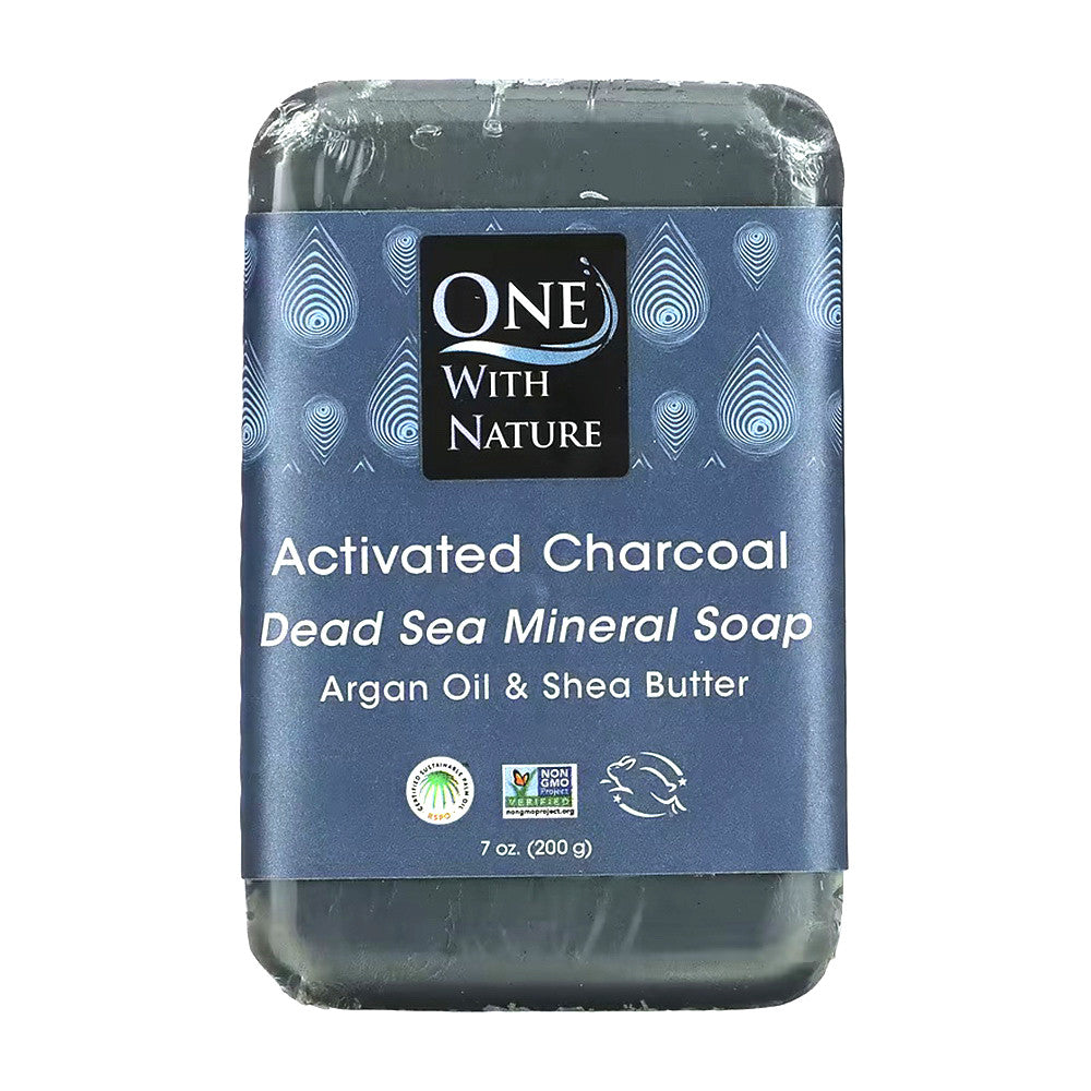 One With Nature Dead Sea Spa Activated Charcoal Mineral Bar Soap, 7 Oz