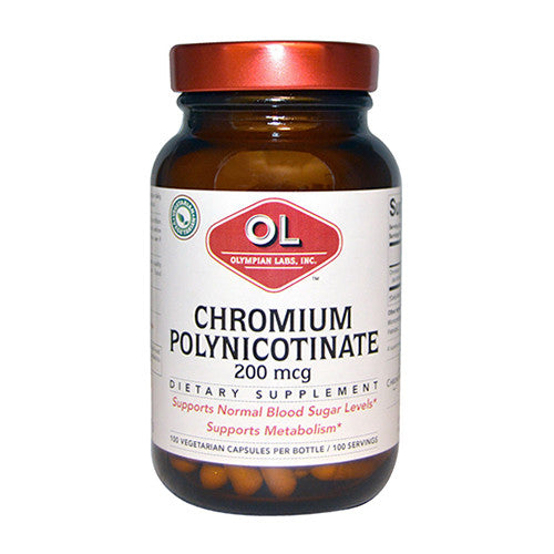 Olympian Labs Chromium Polynicotinate 200 Mcg Vegetarian Capsules, 100 Ea