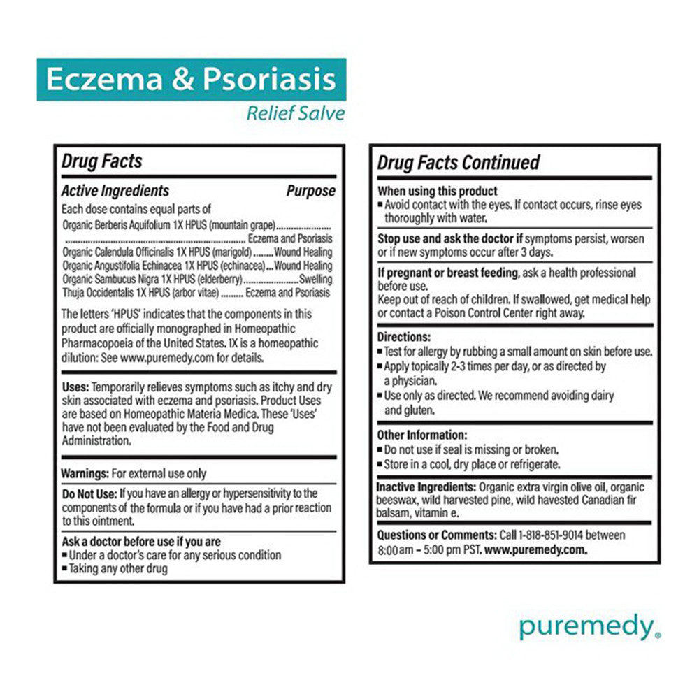 Puremedy Eczema Free Homeopathic Salve - 1 Oz
