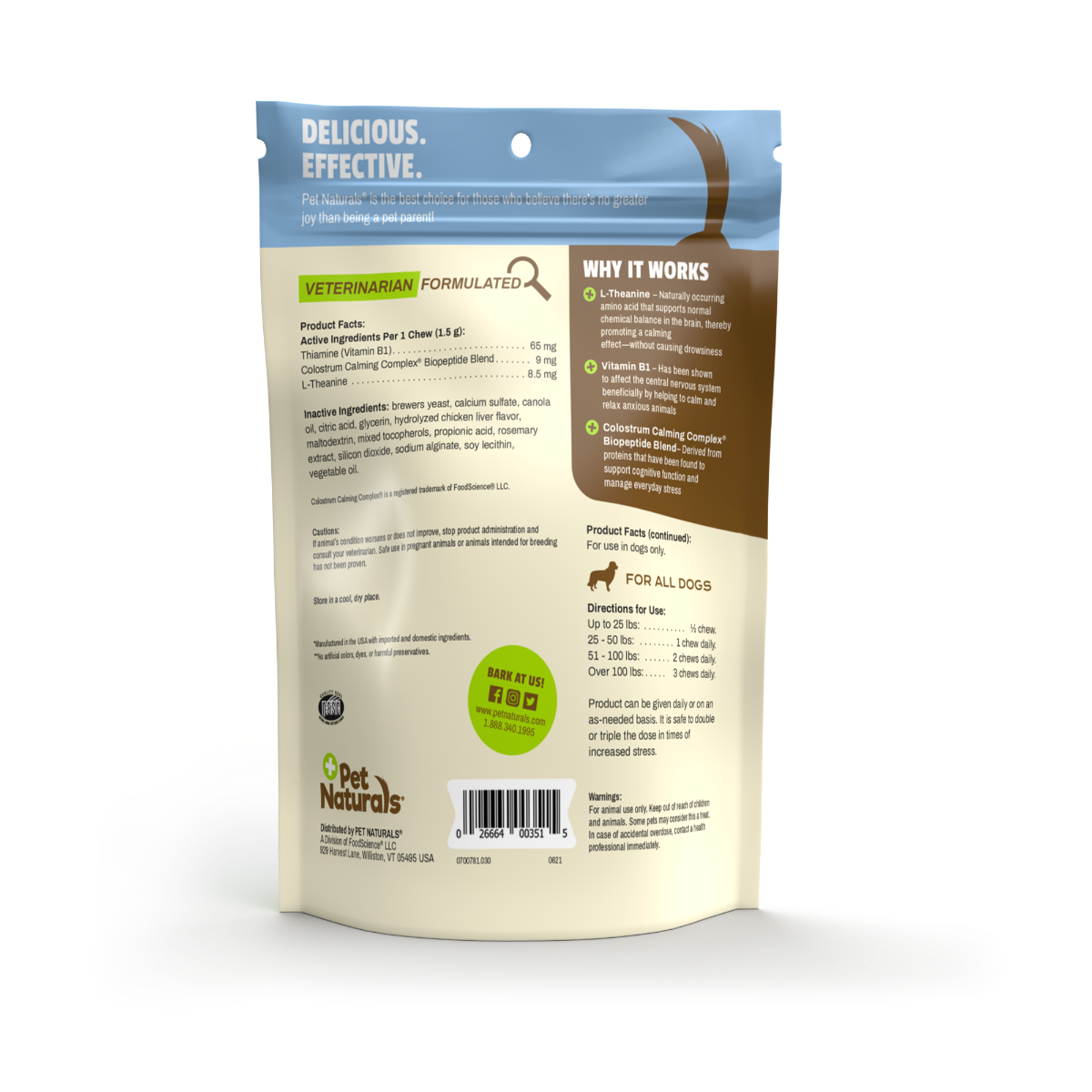 Pet Naturals of Vermont Calming Treats Chews For Dogs of All Sizes, 30 Ea