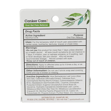 Quantum Health Canker Cover Oral Gel Pain Reliver, 0.33 Oz