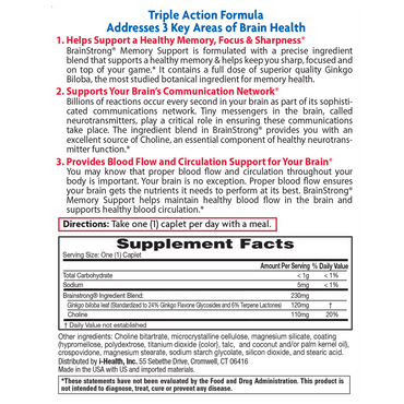 Brain Strong Memory Caplets, Supports Sharpness, Mental Focus, & Concentration, 30 Ct