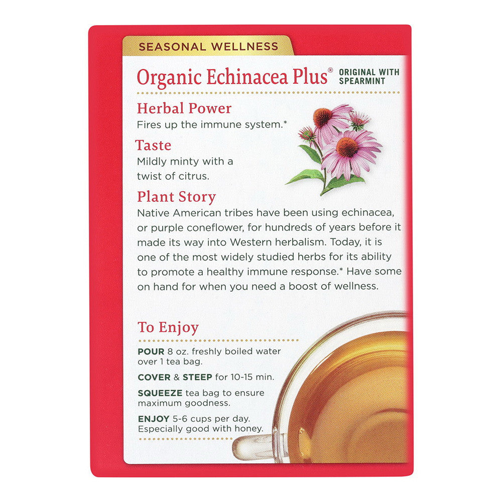 Traditional Medicinals Organic Echinacea Plus Herbal Tea, Caffeine Free, 16 Ea