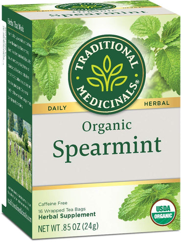 Traditional Medicinals Caffeine Free Organic Spearmint Herbal Tea Bags, 16 Ea