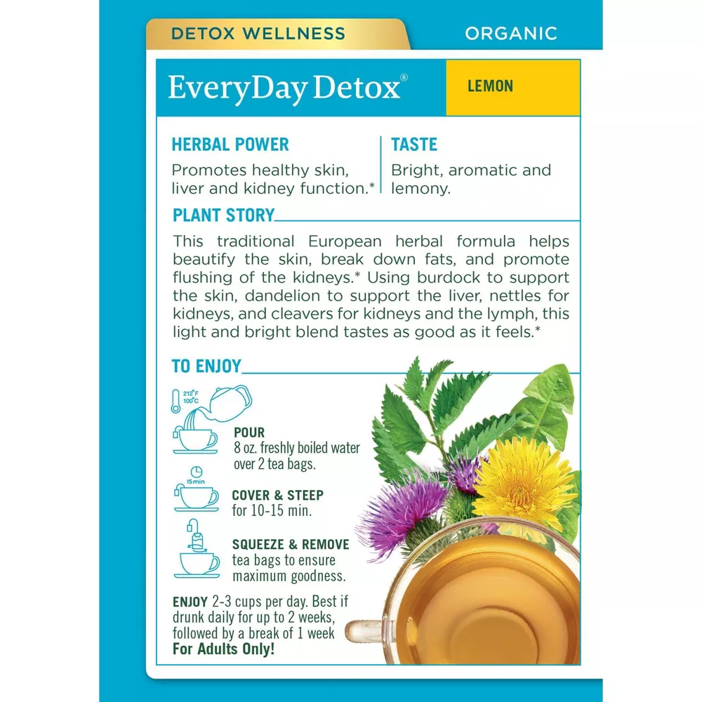 Traditional Medicinals Everyday Detox Herbal Tea Bags, Lemon, 16 Ea