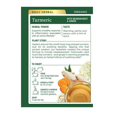 Traditional Medicinals Tea, Organic Turmeric with Meadowsweet And Ginger Tea Bags, 16 Ct