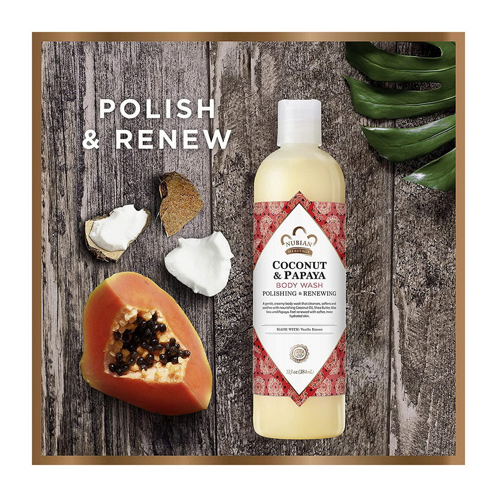 Nubian Heritage Coconut And Papaya Body Wash, 13 Oz