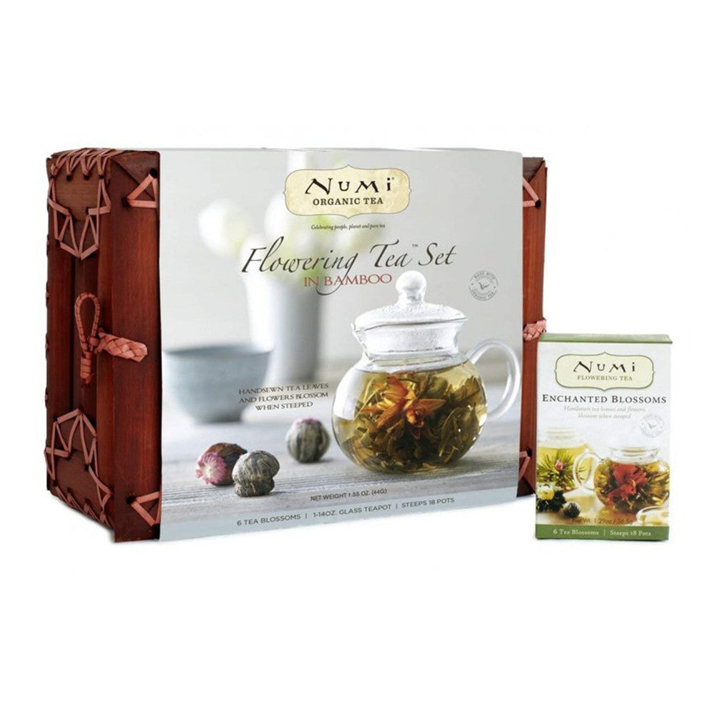 Numi Organic Tea Flowering Tea Gift Set, 6 Tea Blossoms 16 Oz Tea pot 1Ea