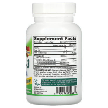 Deva Vegan Dha Epa, 500 Mg Potency Carrageenan Free 60 Softgels, 1 Ea