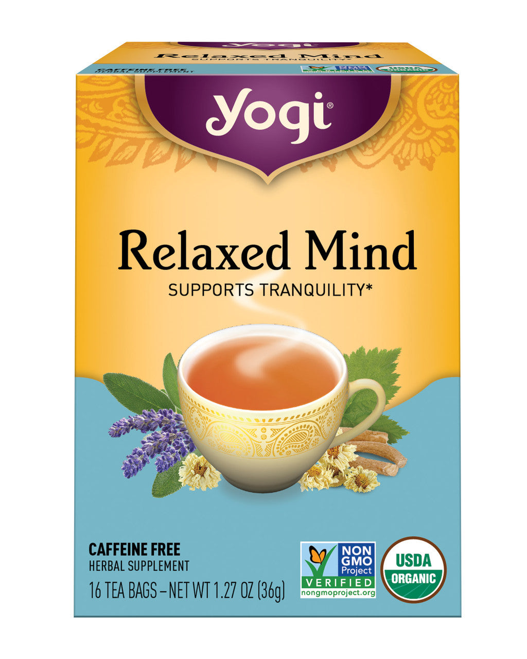 Yogi Relaxed Mind Herbal Tea Supplement Bags, 16 Ea