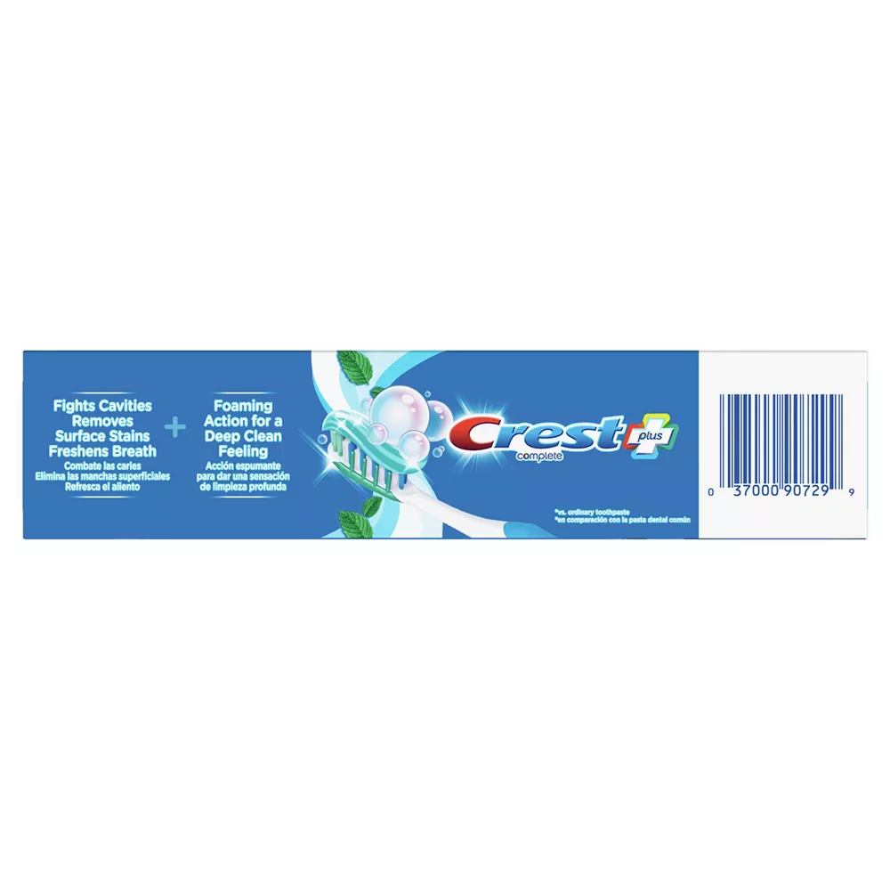 Crest Complete Whitening Fluoride Toothpaste Plus Deep Clean Effervescent Mint, 5.4 Oz