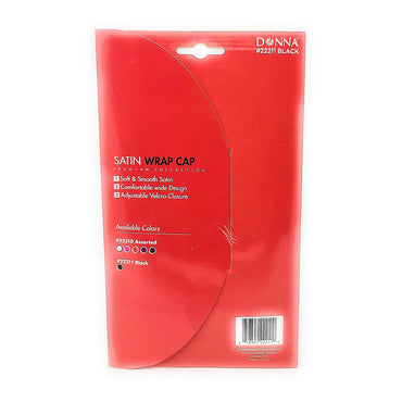Donna Collection Premium Satin Wrap Cap, Black, 1 Ea