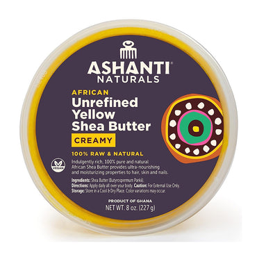 Ashanti Naturals Yellow Whipped Raw Shea Butter Moisturizer Cream, 8 Oz