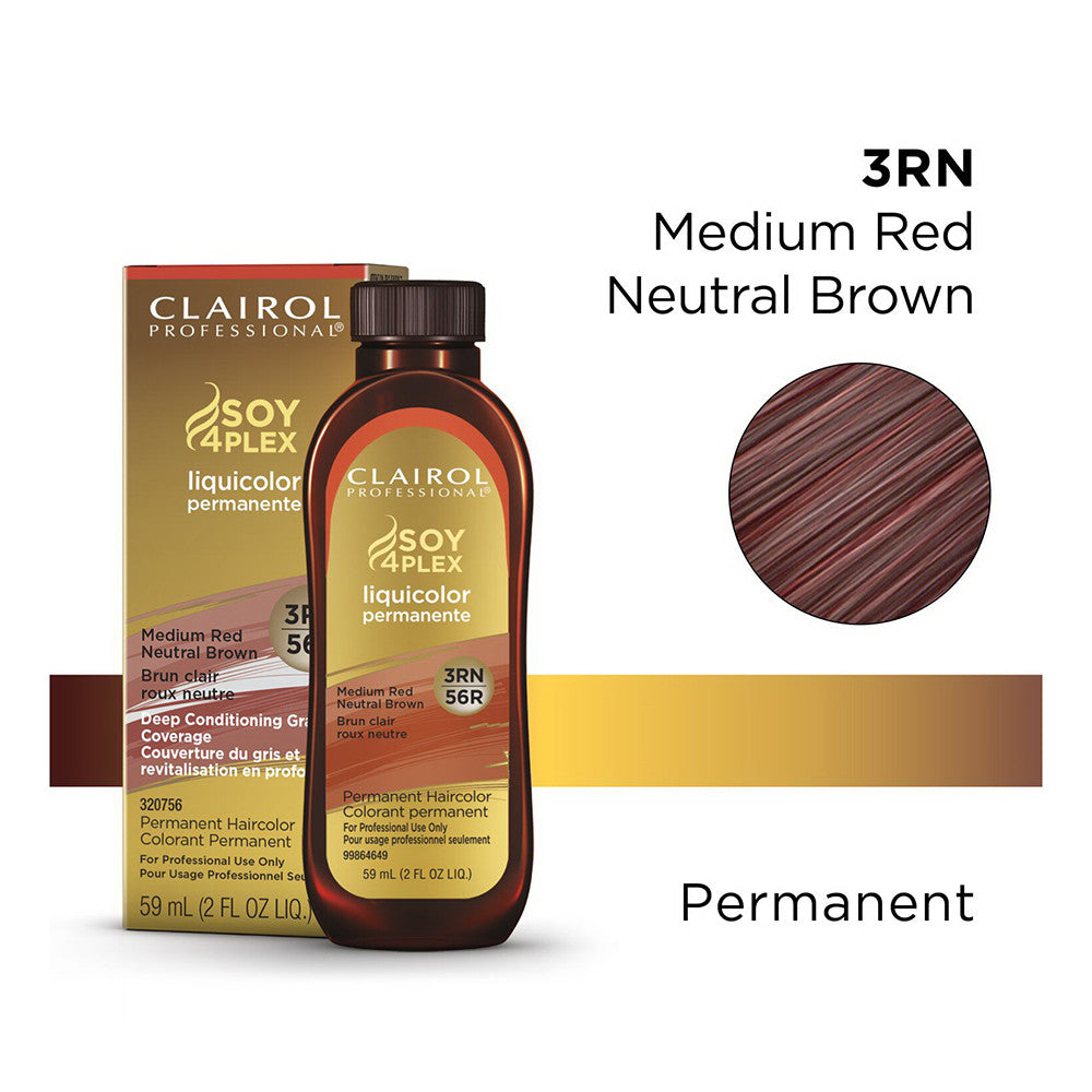 Clairol Professional Soy4plex Medium Red Neutral Brown Liquicolor, 3RN/56R, 2 Oz