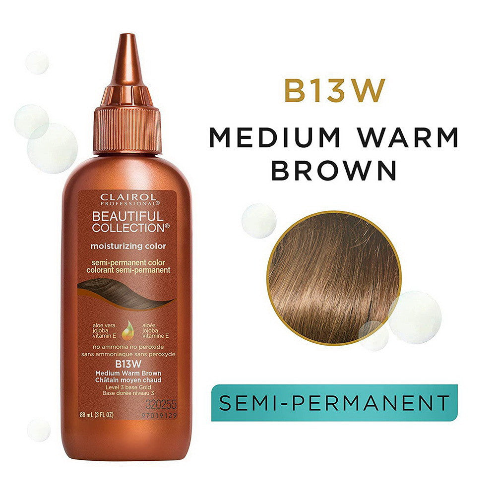 Clairol Beautiful B13W Medium Warm Brown Semi-Permanent Hair Color, 3 Oz