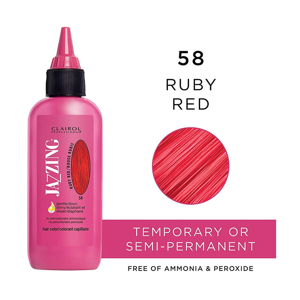 Clairol Professional Jazzing 58 Ruby Red Temporary Semi Permanent Hair Color, 3 Oz