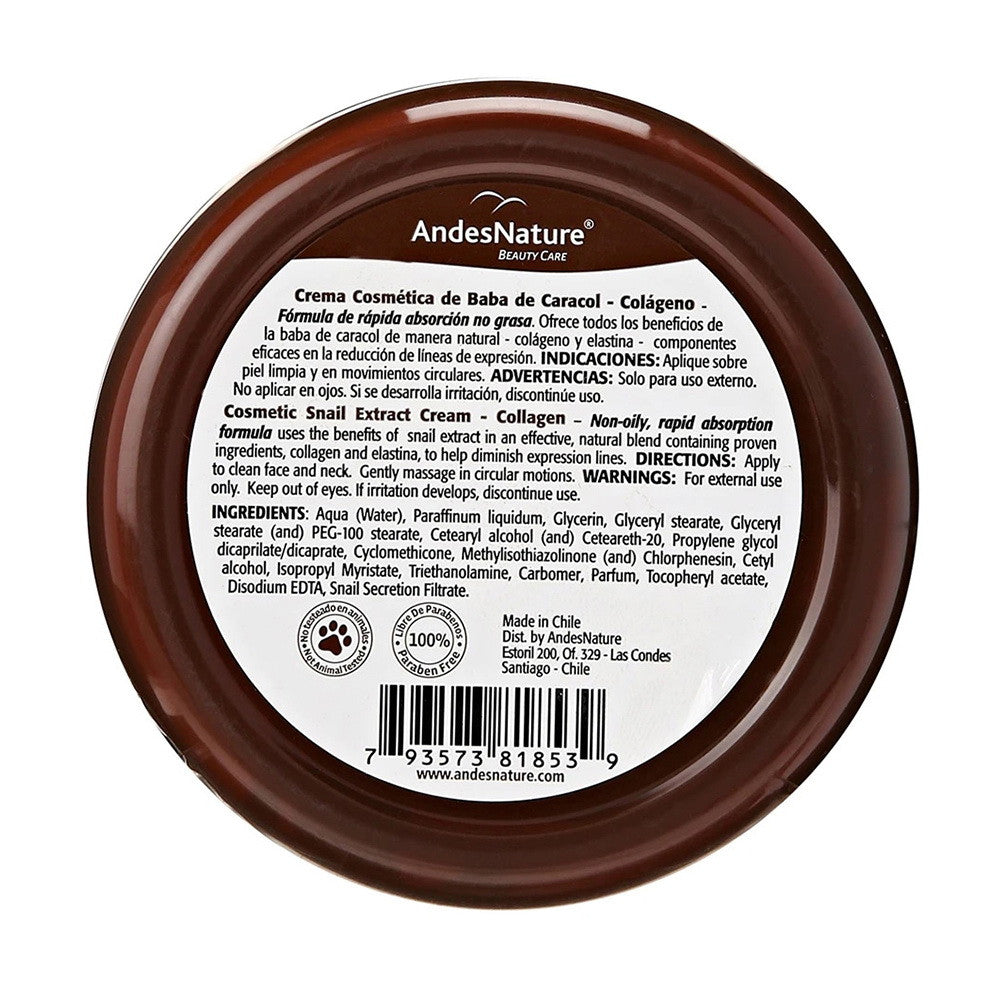 Andes Nature Cosmetic Snail Extract Cream, Baba De Caracol, 5.1 Oz